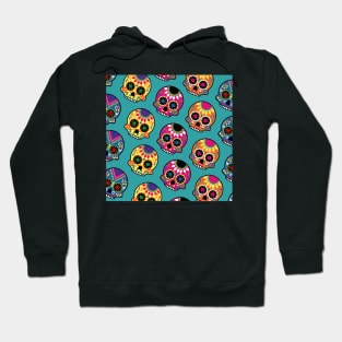 Sugar Skull Pattern Colorful Design, Artwork, Vector, Graphic Hoodie